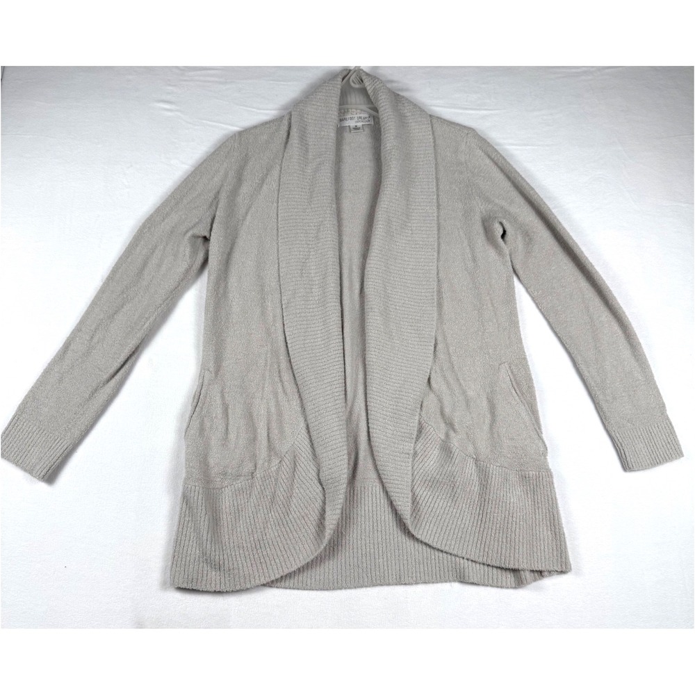 Barefoot Dreams CozyChic Lite Cardigan M Oatmeal Shawl Collar Coastal Minimalist